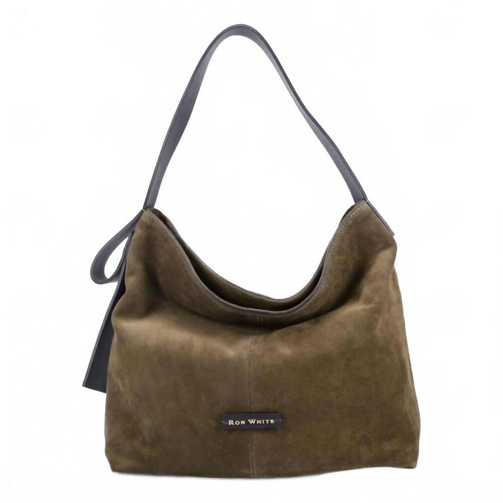 NEW RON WHITE dalo shoulder bag in moss suede